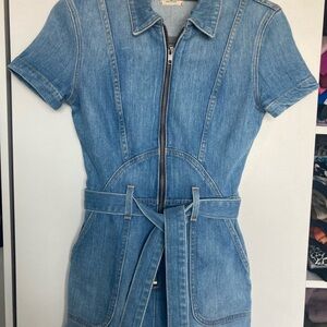 Denim light jeans Jumper Short Sleeve Zip up belt tie Alice Olivia size 24